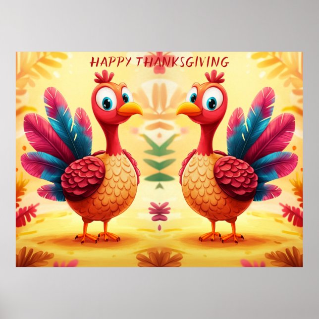 Cute Thanksgiving Turkiet Poster (Framsidan)