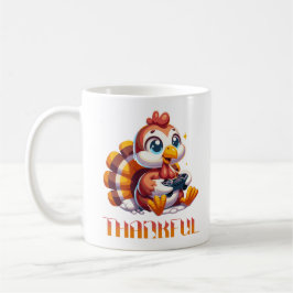 Cute Thanksgiving Turkiet spelar videospel Kaffemugg