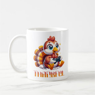 Cute Thanksgiving Turkiet spelar videospel Kaffemugg