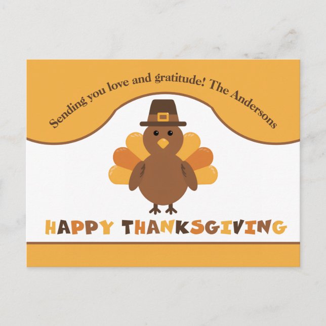 Cute Thanksgiving Turkiet Vykort (Framsida)
