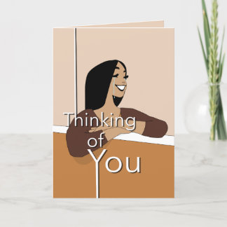 Cute Thinking of You Tecknad Tack Kort