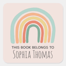 Cute 'this Bok Tillhörs Boho Rainbow Bookplate
