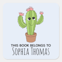 Cute 'this Bok Tillhörs Cactus Kids Bookplate