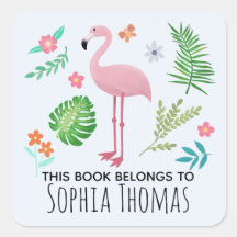 Cute 'this Bok Tillhörs Flamingo Kids Bookplate