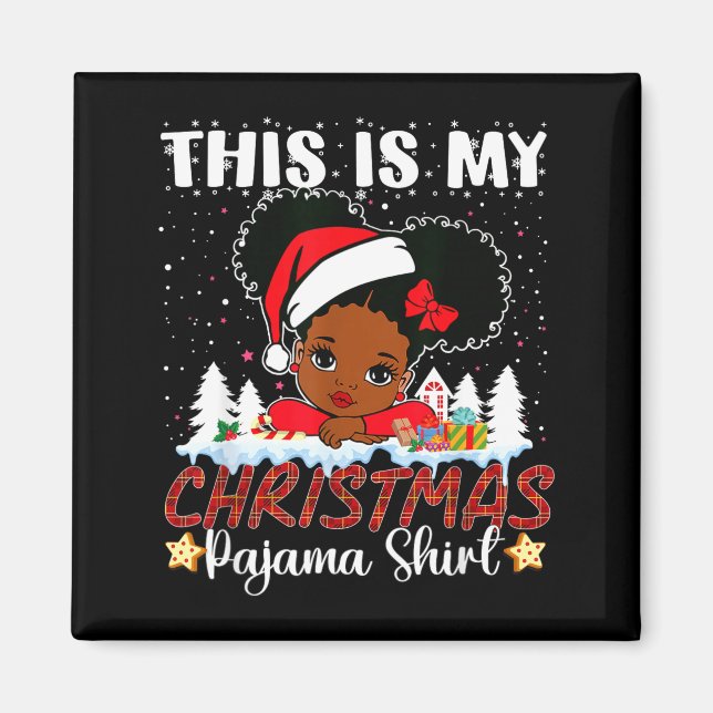 Cute This Is My Christmas Pajama Black African Ame Magnet (Framsidan)
