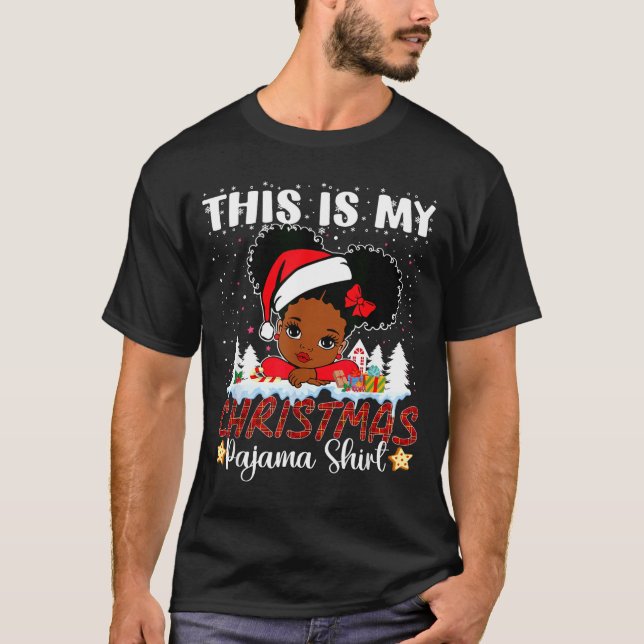 Cute This Is My Christmas Pajama Black African Ame T Shirt (Framsida)