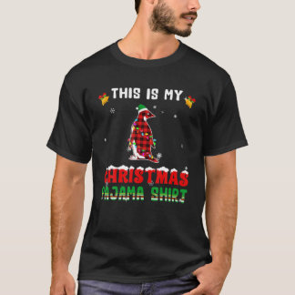Cute This Is My Christmas Pajama Penguin Red Plaid T Shirt