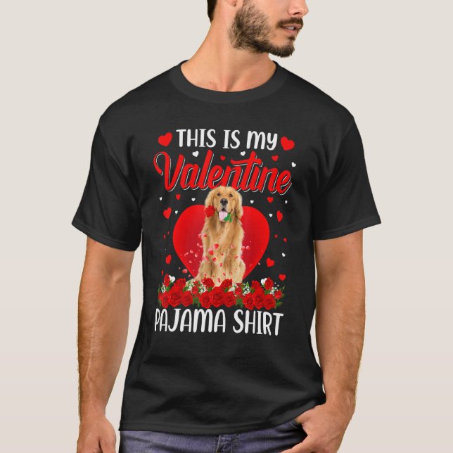 Cute This Is My Valentine's Day Golden Retriever D T Shirt (Framsida)