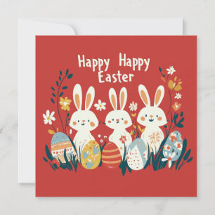 Cute Three Bunnies Påsk Card Julkort