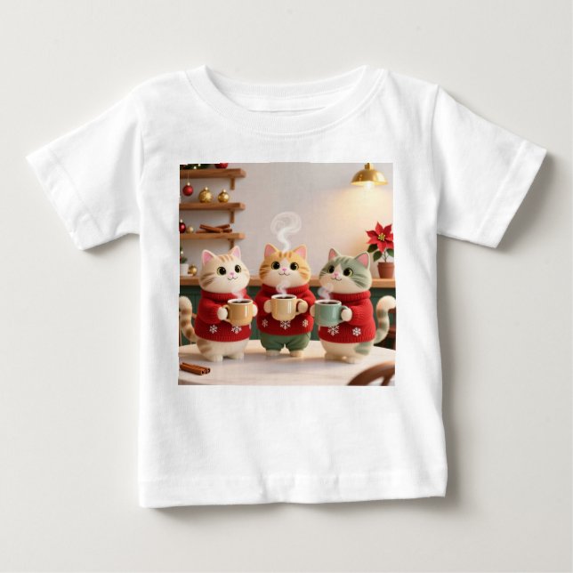 Cute Three Cats Baby Jersey T-Shirt (Framsida)
