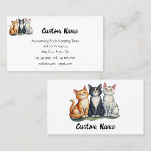 Cute Three Cats Kittens Pet Animals Visitkort