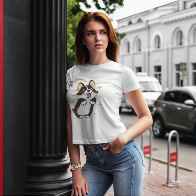Cute Three Färg Corgi Hund T Shirt (Skapare uppladdad)