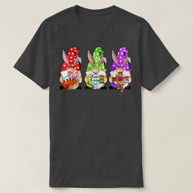 Cute Three Gnome Påsk Day Bunny Egg Vår Kvinnor T Shirt (Design framsida)