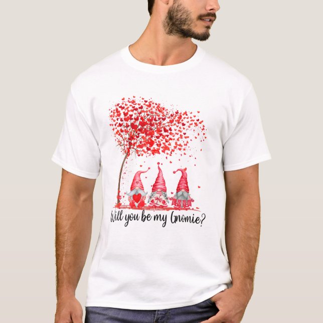 Cute Three Gnomes Alla hjärtans dag Heart Träd Gno T Shirt (Framsida)