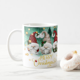 Cute Three Gnomes God jul Forest Kaffemugg