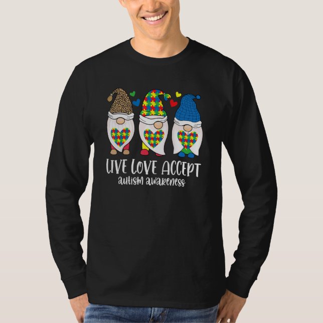 Cute Three Gnomes Live accepterar Kärlek Puzzle Au T Shirt (Framsida)