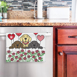 Cute Three Labradors Tecknad vaktar Ro Kökshandduk