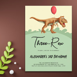 Cute Three Rex Dinosaur-Födelsedagsfest Inbjudningar