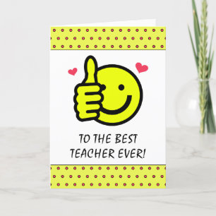 Cute Thumbs Up Smile Ansikte Lärare Tack Kort