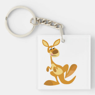 Cute Thumping Tecknad Kangaroo Acrylic Keychain