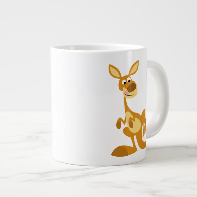 Cute Thumping Tecknad Kangaroo Jumbo Mugg (Framsida höger)