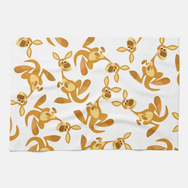Cute Thumping Tecknad Kangaroo Mojo Kitchen Towel Kökshandduk (Horisontell)