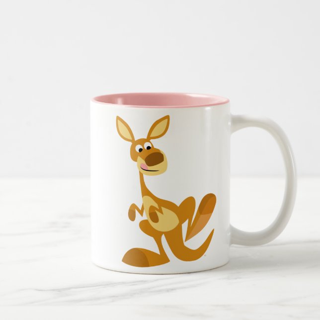 Cute Thumping Tecknad Kangaroo Mugg (Höger)