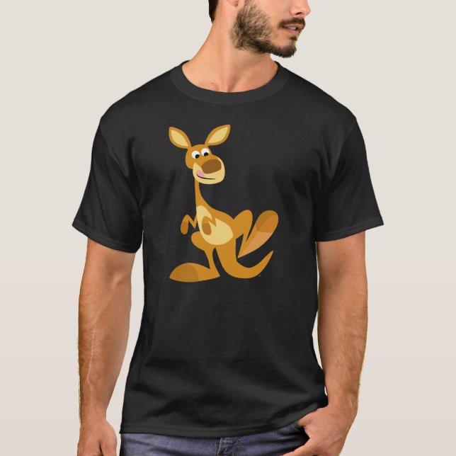 Cute Thumping Tecknad Kangaroo T-Shirt (Framsida)