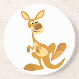 Cute Thumping Tecknad Kangaroo Underlägg Sandsten