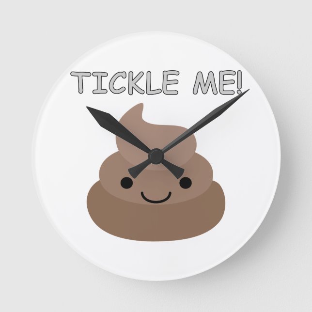 Cute Tickle Me Poop Emoji Rund Klocka (Framsida)