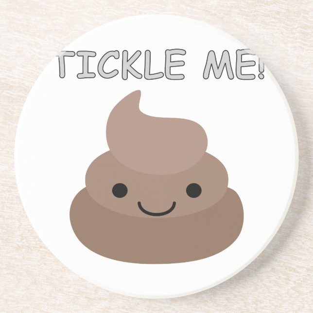 Cute Tickle Me Poop Emoji Underlägg Sandsten (Framsidan)