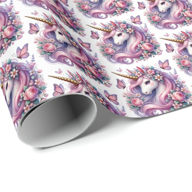 Cute tide girl unicorn party presentpapper (Rullad Hörn)