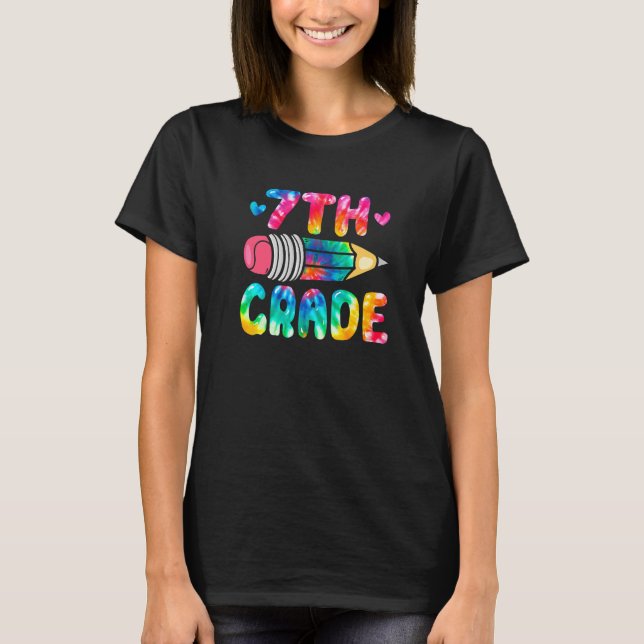Cute Tie Dye  Seventh Grade Happy First Day Of Sch T Shirt (Framsida)