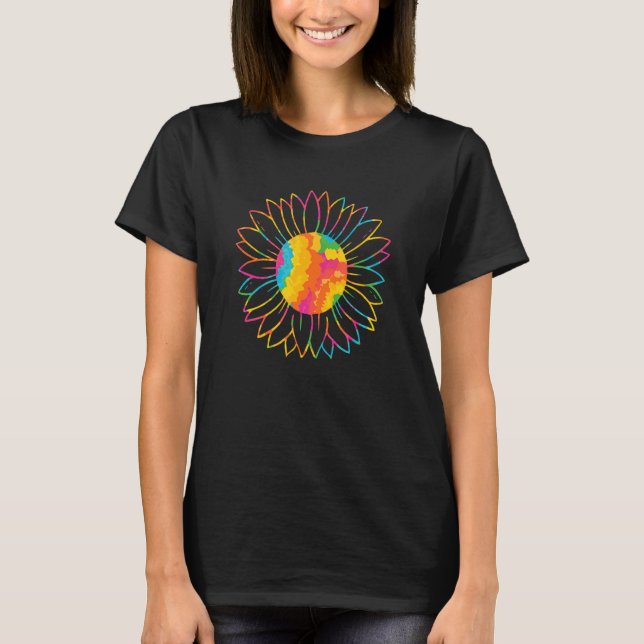 Cute Tie Dye Sunblomma, sommar T Shirt (Framsida)