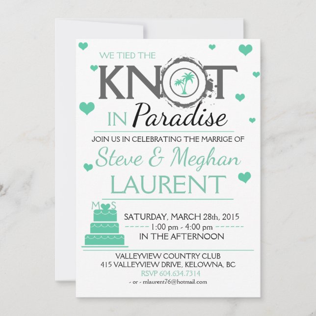 Cute Tied Knot i Paradise Beach Wedding Inbjudningar (Framsida)