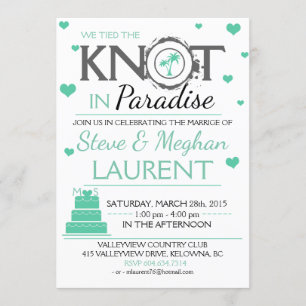 Cute Tied Knot i Paradise Beach Wedding Inbjudningar
