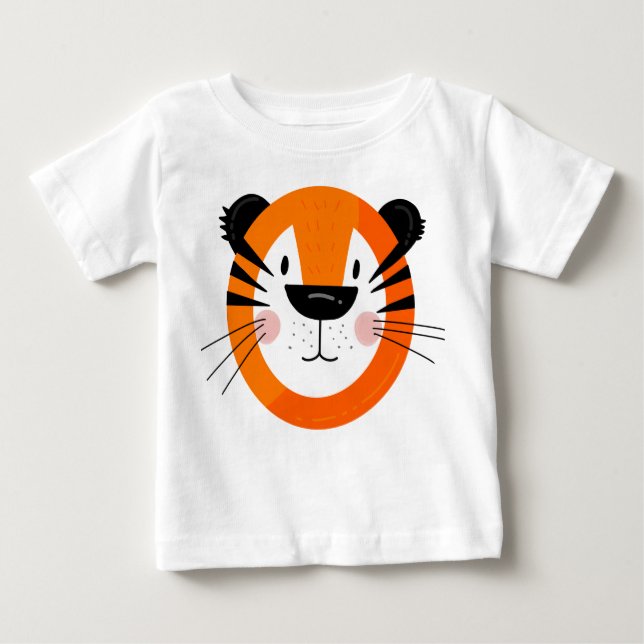 Cute Tiger Ansikte Art T Shirt (Framsida)