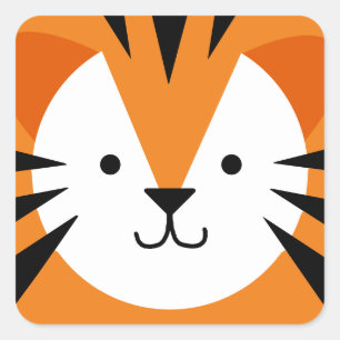 Cute Tiger Ansikte Barn Birthday Fyrkantigt Klistermärke