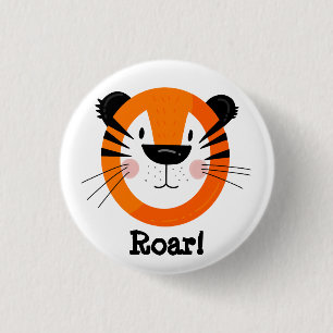 Cute Tiger Ansikte Roar Art Knapp