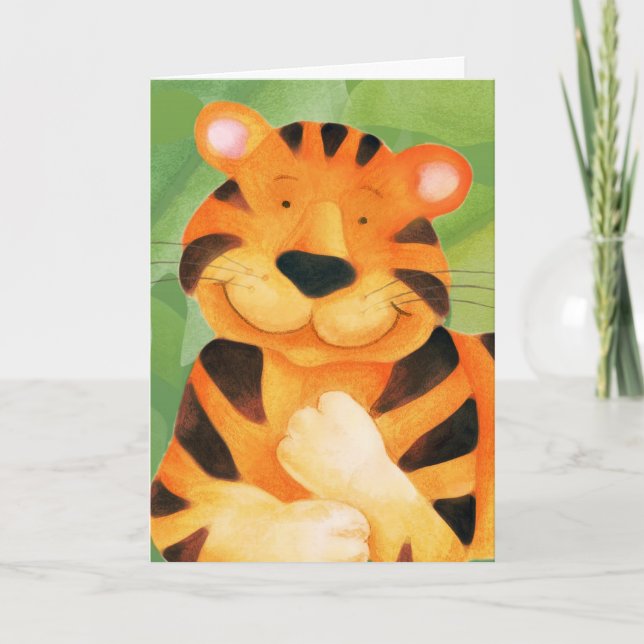Cute Tiger art barns födelsedag-kort Kort (Framsida)