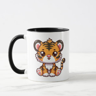 Cute tiger baby på sitta mugg