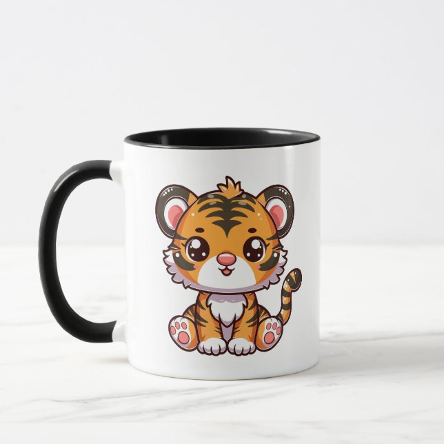 Cute tiger baby på sitta mugg (Vänster)