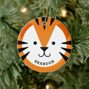 Cute Tiger Barn keramisk prydnadsföremål i Ansik Julgransprydnad Keramik