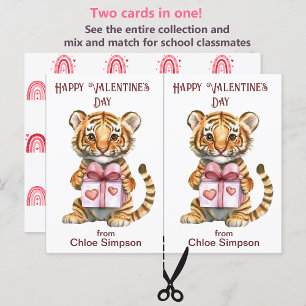 Cute Tiger Barn Valentine Party Card Unge Vykort
