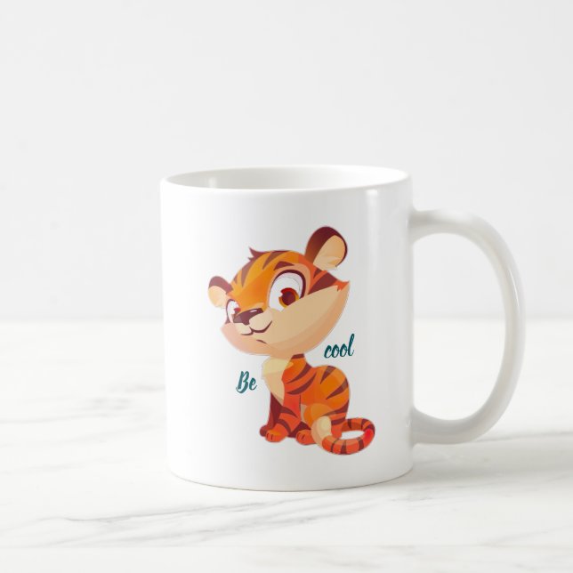 Cute Tiger Be Cool Cartoon Kaffemugg (Höger)