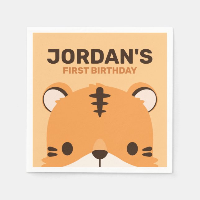 Cute Tiger Birthday Pappersservett (Framsidan)