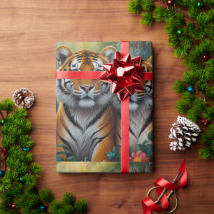 Cute Tiger Couple i skog Presentpapper