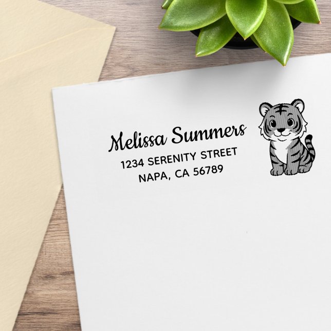 Cute Tiger Cub Return Address Stämpel (Skapare uppladdad)
