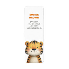 Cute Tiger Cub Watercolor Wildlife Return Address Returadress Etikett
