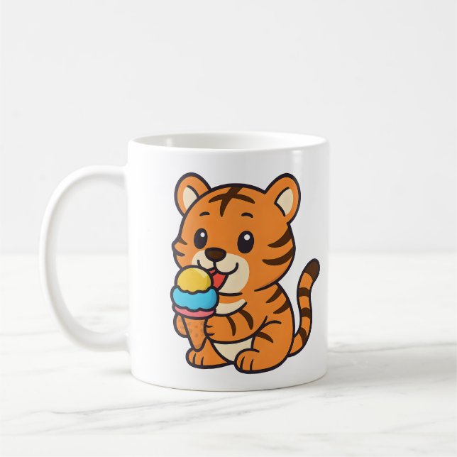 Cute Tiger Ece Cream Mugg-skadlig dryck Kaffemugg (Vänster)